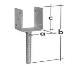 Support poteau à sceller avec tige 71mm   300x60x5mm