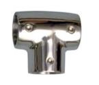 Angle 90°, trois départs, pièce de fonderie, poli Inox Aisi316  dia25mm